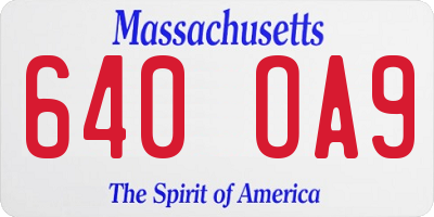 MA license plate 640OA9