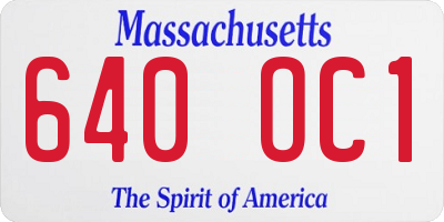 MA license plate 640OC1