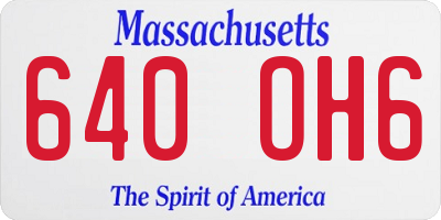 MA license plate 640OH6