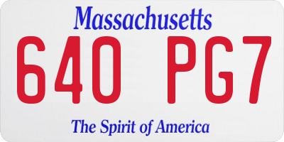 MA license plate 640PG7
