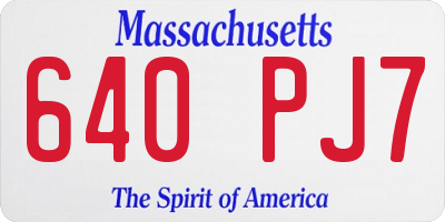 MA license plate 640PJ7