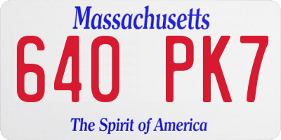 MA license plate 640PK7