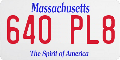 MA license plate 640PL8