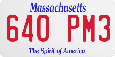MA license plate 640PM3