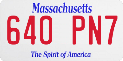 MA license plate 640PN7