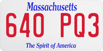 MA license plate 640PQ3