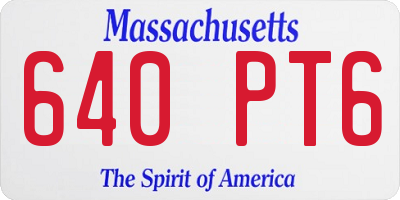 MA license plate 640PT6