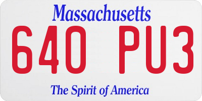 MA license plate 640PU3