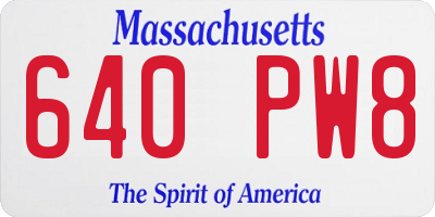 MA license plate 640PW8