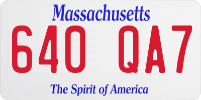 MA license plate 640QA7