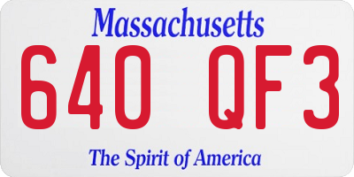 MA license plate 640QF3