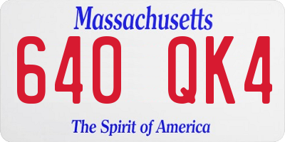 MA license plate 640QK4
