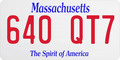 MA license plate 640QT7