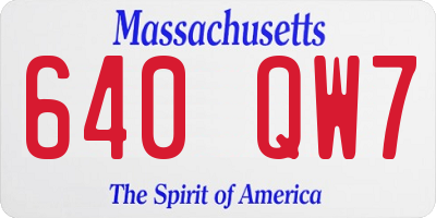 MA license plate 640QW7