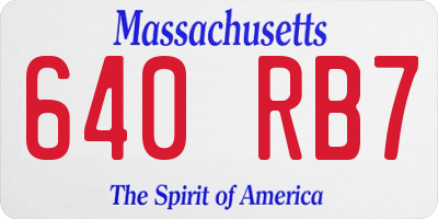MA license plate 640RB7
