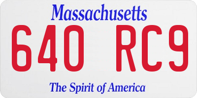 MA license plate 640RC9