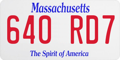 MA license plate 640RD7
