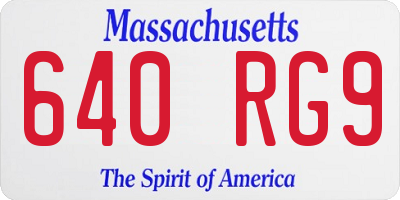 MA license plate 640RG9