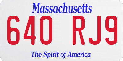MA license plate 640RJ9