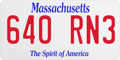 MA license plate 640RN3