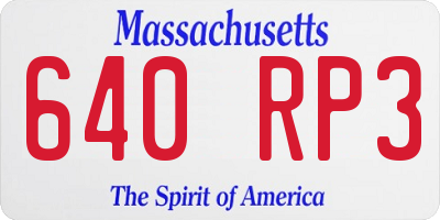 MA license plate 640RP3