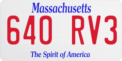 MA license plate 640RV3
