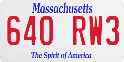 MA license plate 640RW3
