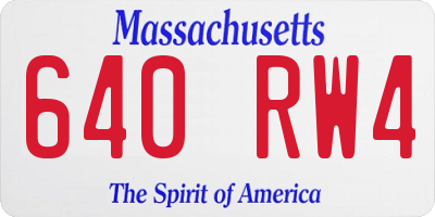 MA license plate 640RW4