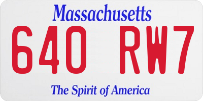 MA license plate 640RW7