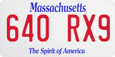 MA license plate 640RX9