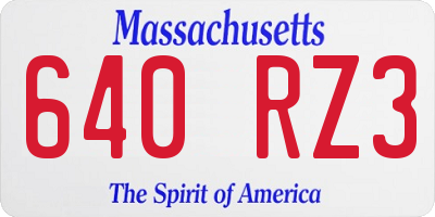 MA license plate 640RZ3