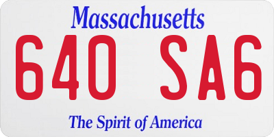 MA license plate 640SA6