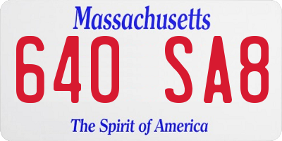 MA license plate 640SA8
