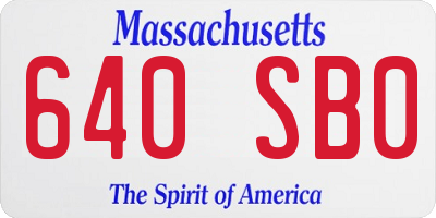 MA license plate 640SB0