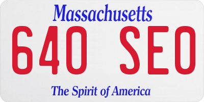 MA license plate 640SE0