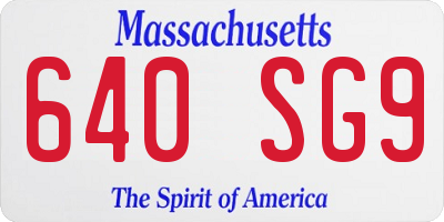 MA license plate 640SG9