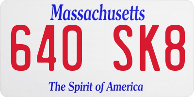 MA license plate 640SK8