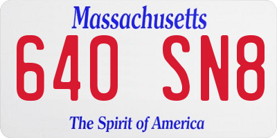 MA license plate 640SN8