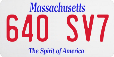 MA license plate 640SV7