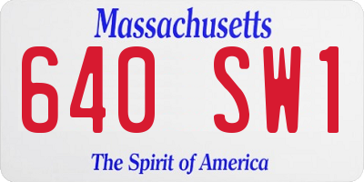 MA license plate 640SW1