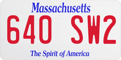 MA license plate 640SW2