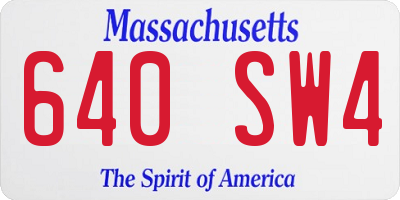 MA license plate 640SW4