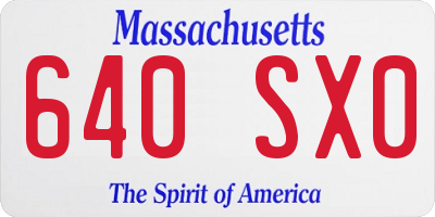 MA license plate 640SX0