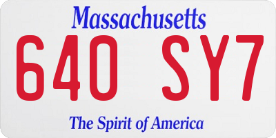 MA license plate 640SY7