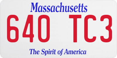 MA license plate 640TC3