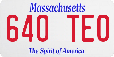 MA license plate 640TE0