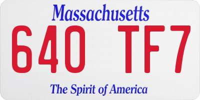 MA license plate 640TF7