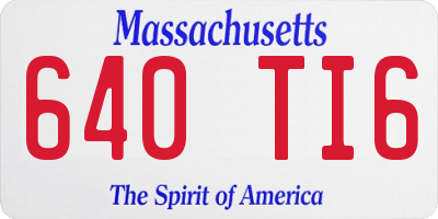 MA license plate 640TI6