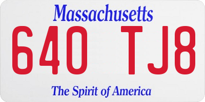 MA license plate 640TJ8