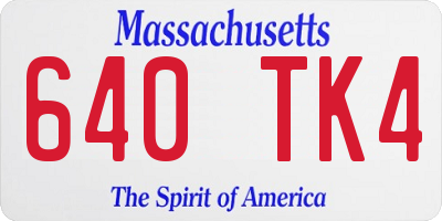 MA license plate 640TK4